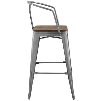 barstools | CasaFoyer Promenade Arm Bamboo & Metal Bar Stool Set | Vintage Steel Finish | Set of 4 | casafoyer.myshopify.com