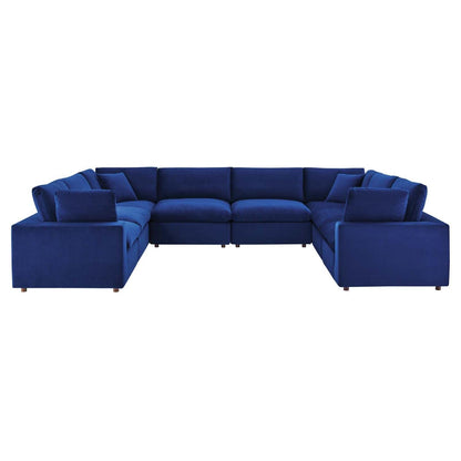 kitchen and dining room sets | CasaFoyer Commix Sectional Sofa | Plush Comfort | Stain-Resistant Velvet | Solid Wood Construction | Overstuffed Feather Cushions | 8-Piece Set | Navy | casafoyer.myshopify.com