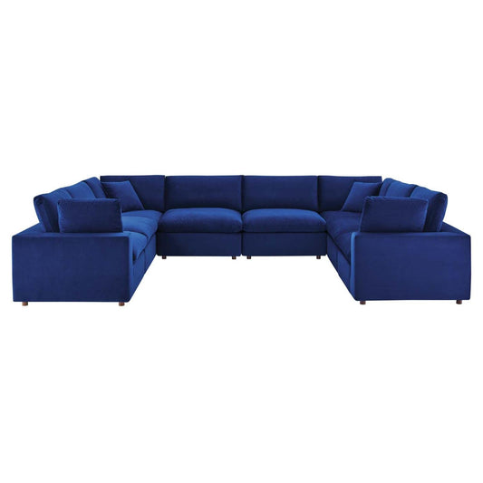 kitchen and dining room sets | CasaFoyer Commix Sectional Sofa | Plush Comfort | Stain-Resistant Velvet | Solid Wood Construction | Overstuffed Feather Cushions | 8-Piece Set | Navy | casafoyer.myshopify.com