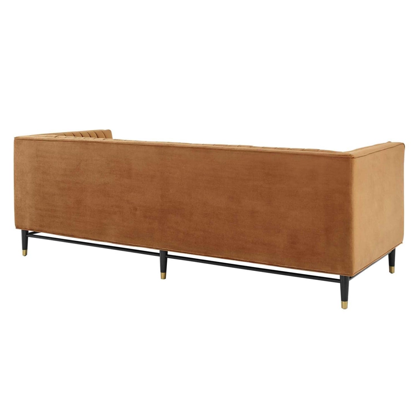 sofas | CasaFoyer Devote Channel Tufted Performance Velvet Sofa | Retro Twist | Stain-Resistant | Dense Foam Padding | Durable Construction | Black Rubberwood Legs with Gold Sleeves | Non-Marking Foot Caps | Assembly Required | 1322 lbs Weight Capacity | casafoyer.myshopify.com