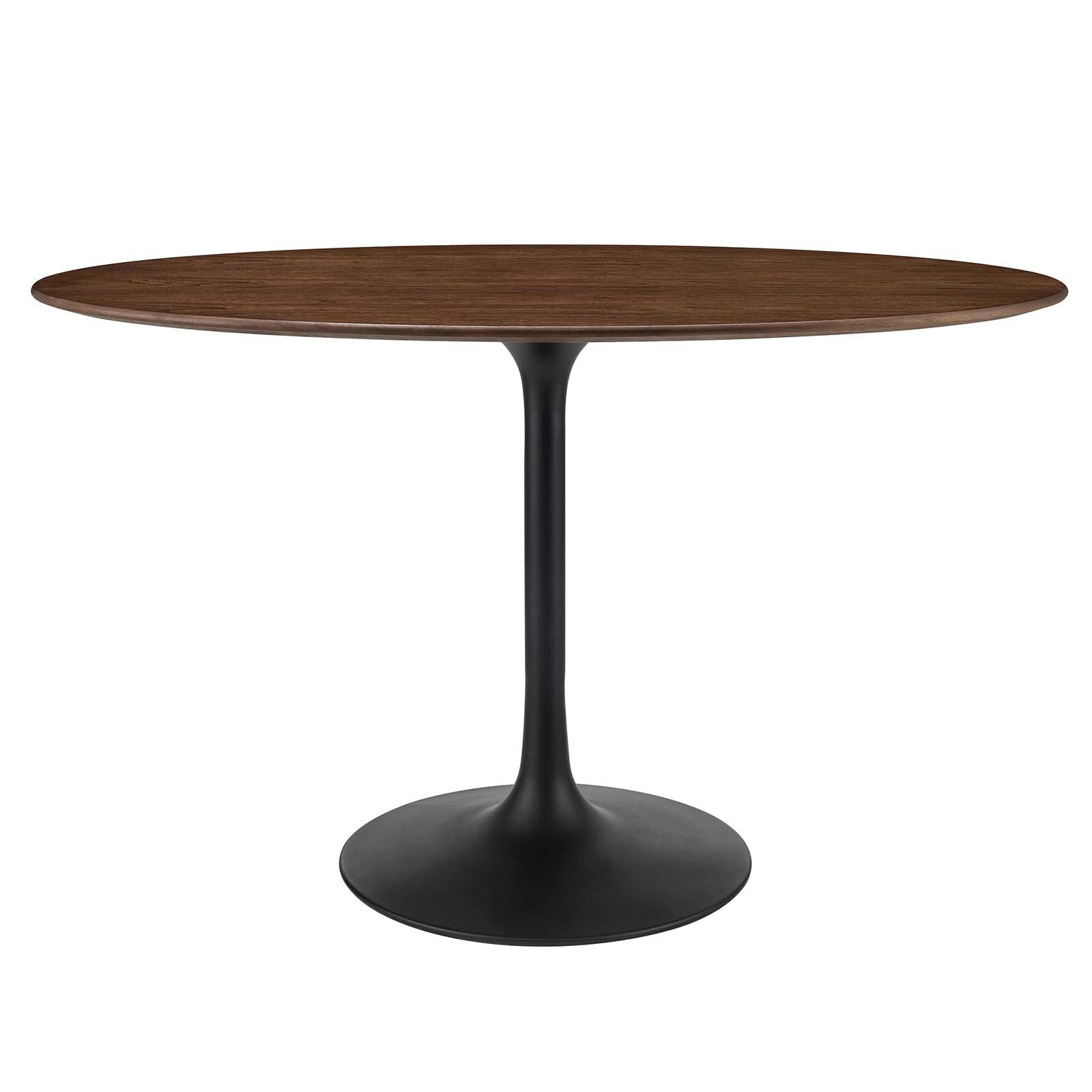 patio dining tables | CasaFoyer Lippa 48 Oval Walnut Dining Table | Timeless Modern Design | Walnut Veneer Top | Tapered Metal Base | casafoyer.myshopify.com
