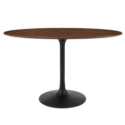 patio dining tables | CasaFoyer Lippa 48 Oval Walnut Dining Table | Timeless Modern Design | Walnut Veneer Top | Tapered Metal Base | casafoyer.myshopify.com