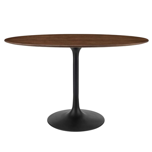 patio dining tables | CasaFoyer Lippa 48 Oval Walnut Dining Table | Timeless Modern Design | Walnut Veneer Top | Tapered Metal Base | casafoyer.myshopify.com