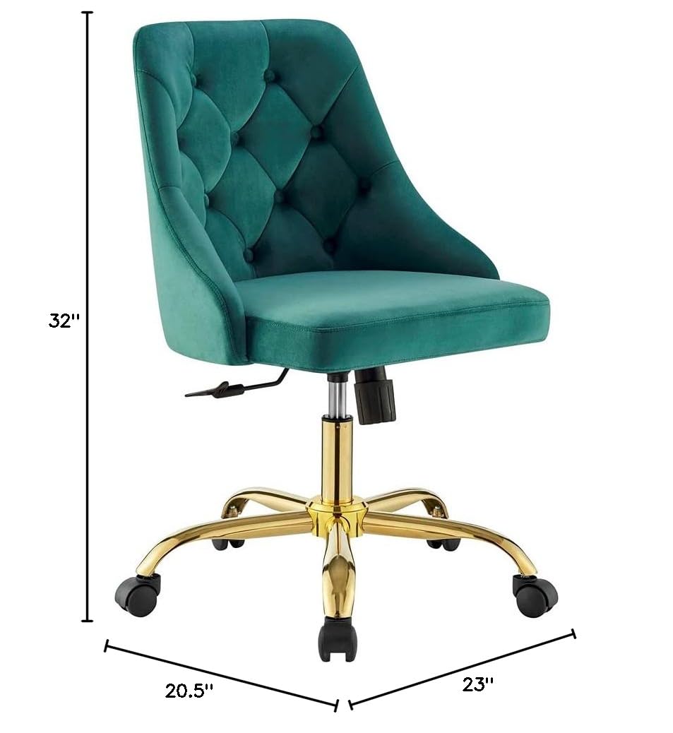 home office desk chairs | CasaFoyer Distinct Tufted Performance Velvet Office Chair - Gold Teal | Glam Deco Style | Vintage Modern Charm | Stain-Resistant | Comfortable Seating | 360 Swivel | Tilt Control | Pneumatic Height Adjustment | 220 lbs | casafoyer.myshopify.com