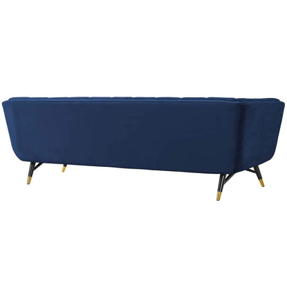 sofas | CasaFoyer Adept Performance Velvet Sofa | Trendy, Contemporary & Mid-Century Modern Design | Stain-Resistant Velvet Upholstery | Plush & Comfortable | Black Birchwood Frame with Gold Metal Accents | Holds up to 1322 lbs. | casafoyer.myshopify.com