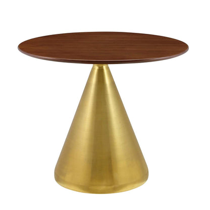 patio dining tables | CasaFoyer Tupelo 36 Dining Table | Modern Mid-Century Style | Gold Metal Base | Easy to Clean Wood Grain Veneer | Non-Marking Ring | Assembly Required | casafoyer.myshopify.com