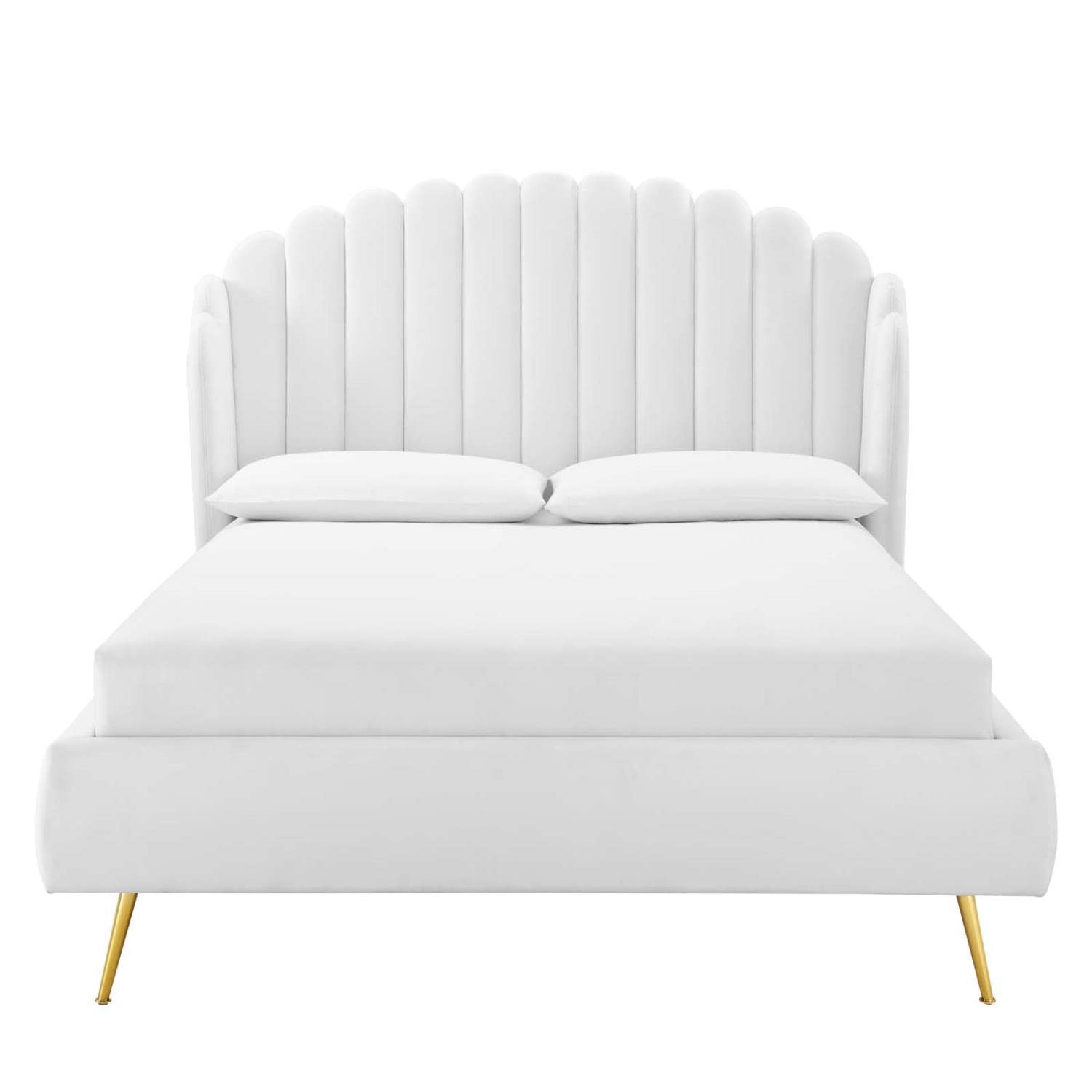 adjustable bed bases | CasaFoyer Lana Performance Velvet Queen Platform Bed | Wingback Tufted Design | Stain-Resistant Velvet Upholstery | Gold Metal Legs | Wood Slat Support System. Upgrade your bedroom with style and comfort. | casafoyer.myshopify.com