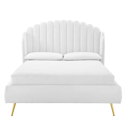 adjustable bed bases | CasaFoyer Lana Performance Velvet Queen Platform Bed | Wingback Tufted Design | Stain-Resistant Velvet Upholstery | Gold Metal Legs | Wood Slat Support System. Upgrade your bedroom with style and comfort. | casafoyer.myshopify.com