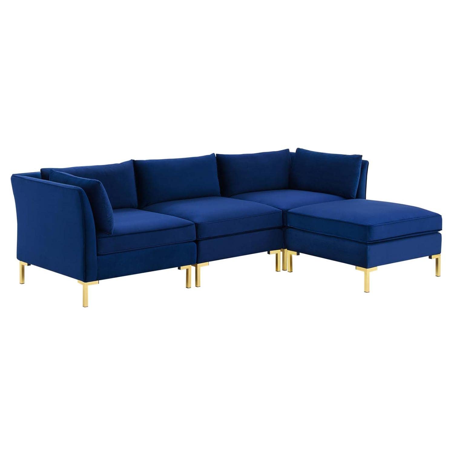 kitchen and dining room sets | CasaFoyer Ardent Performance Velvet 4-Piece Sectional Sofa | Vintage Modern Glam Deco Design | Stain-Resistant Velvet | Comfortable Seating | Gold Metal Legs | Easy Maintenance | Navy | casafoyer.myshopify.com