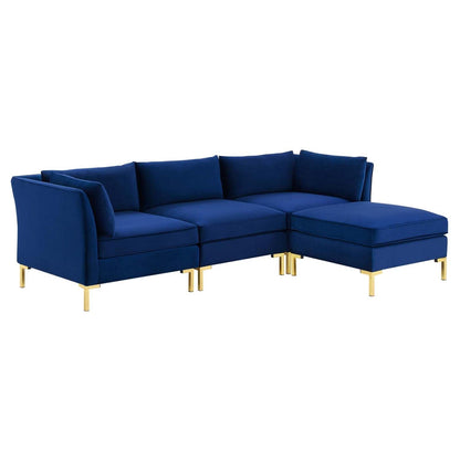 kitchen and dining room sets | CasaFoyer Ardent Performance Velvet 4-Piece Sectional Sofa | Vintage Modern Glam Deco Design | Stain-Resistant Velvet | Comfortable Seating | Gold Metal Legs | Easy Maintenance | Navy | casafoyer.myshopify.com