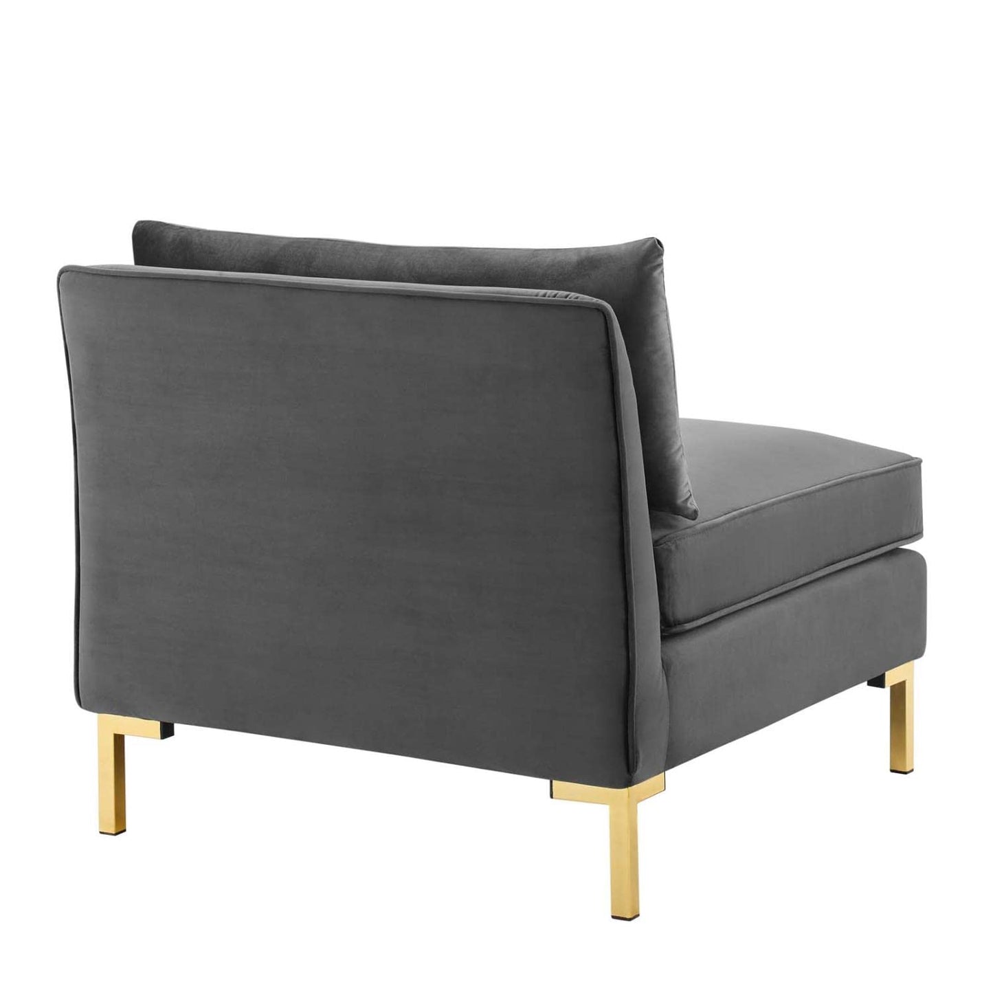 home office desk chairs | CasaFoyer Ardent Performance Velvet Armless Chair | Vintage Modern Glam Deco Style | French Piping | Stain-Resistant | Customizable Sectional Sofa | Gold Metal Legs | 440 lbs Weight Capacity | Gray | casafoyer.myshopify.com