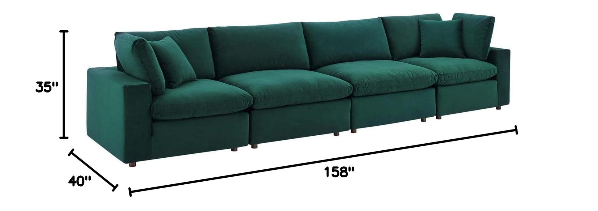 sofas | CasaFoyer Commix Ultimate Retreat Plush Velvet Sofa Set - Green | 4-Seater w/ Armless & Corner Chairs | Stain-Resistant, Solid Wood | Luxurious Comfort | casafoyer.myshopify.com