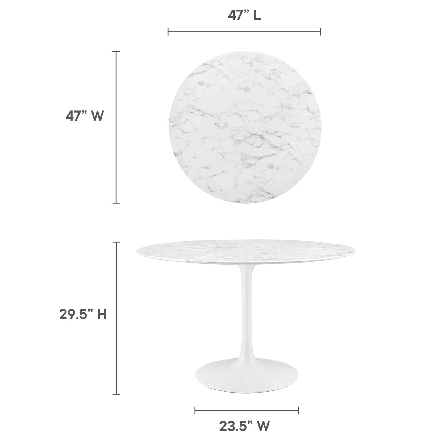 Dining Table | Lippa 47 Round Marble Dining Table | Timeless Modern Design | Scratch Resistant Finish | White | casafoyer.myshopify.com