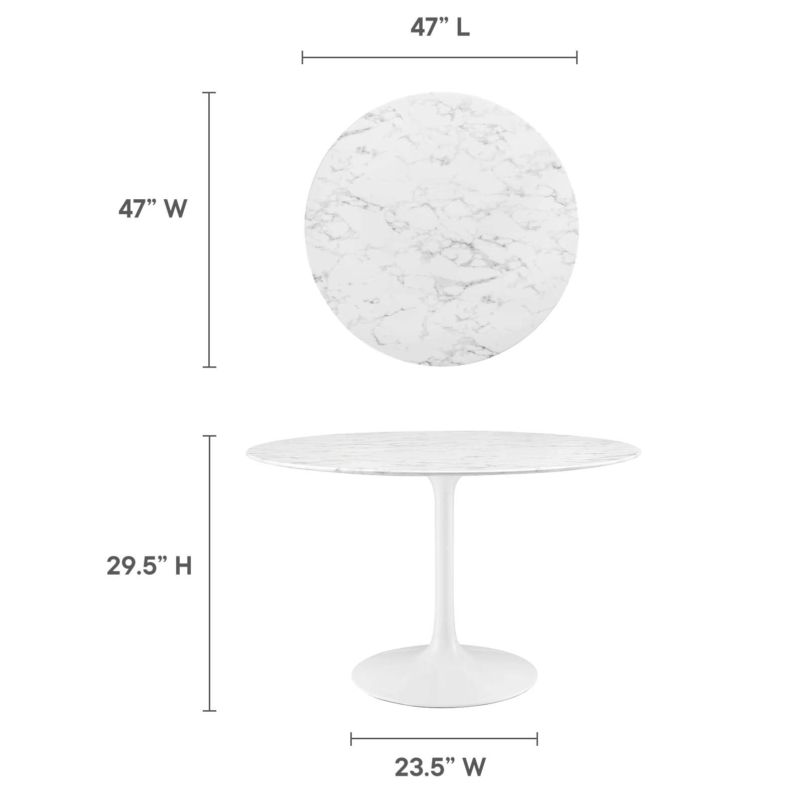 Dining Table | Lippa 47 Round Marble Dining Table | Timeless Modern Design | Scratch Resistant Finish | White | casafoyer.myshopify.com