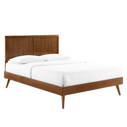 adjustable bed bases | CasaFoyer Alana Wood King Platform Bed | Mid-Century Design | Durable Construction | No Box Spring Needed | Walnut Finish | casafoyer.myshopify.com