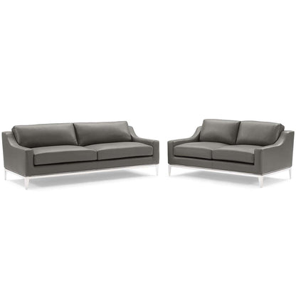 kitchen and dining room sets | CasaFoyer Sophisticated Harness Sofa & Loveseat Set | Leather Upholstery | Ultimate Comfort | Stainless Steel Frame | Non-Marking Foot Caps | Vintage & Contemporary Home | Removable Cushions | Weight Capacity: 900 lbs & 600 lbs | Gray | casafoyer.myshopify.com