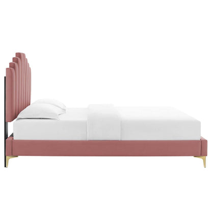 adjustable bed bases | CasaFoyer Elise Performance Velvet King Platform Bed | Glamorous Deco Style | Channel Tufting | Gold Metal Legs | Stain-Resistant & Durable | 800 lb Weight Capacity | Includes Headboard & Bed Frame | casafoyer.myshopify.com