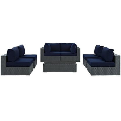kitchen and dining room sets | CasaFoyer Sojourn Outdoor Patio Furniture Set | 7 Piece Sunbrella Sectional with Armless Chairs, Coffee Table, Corners | casafoyer.myshopify.com