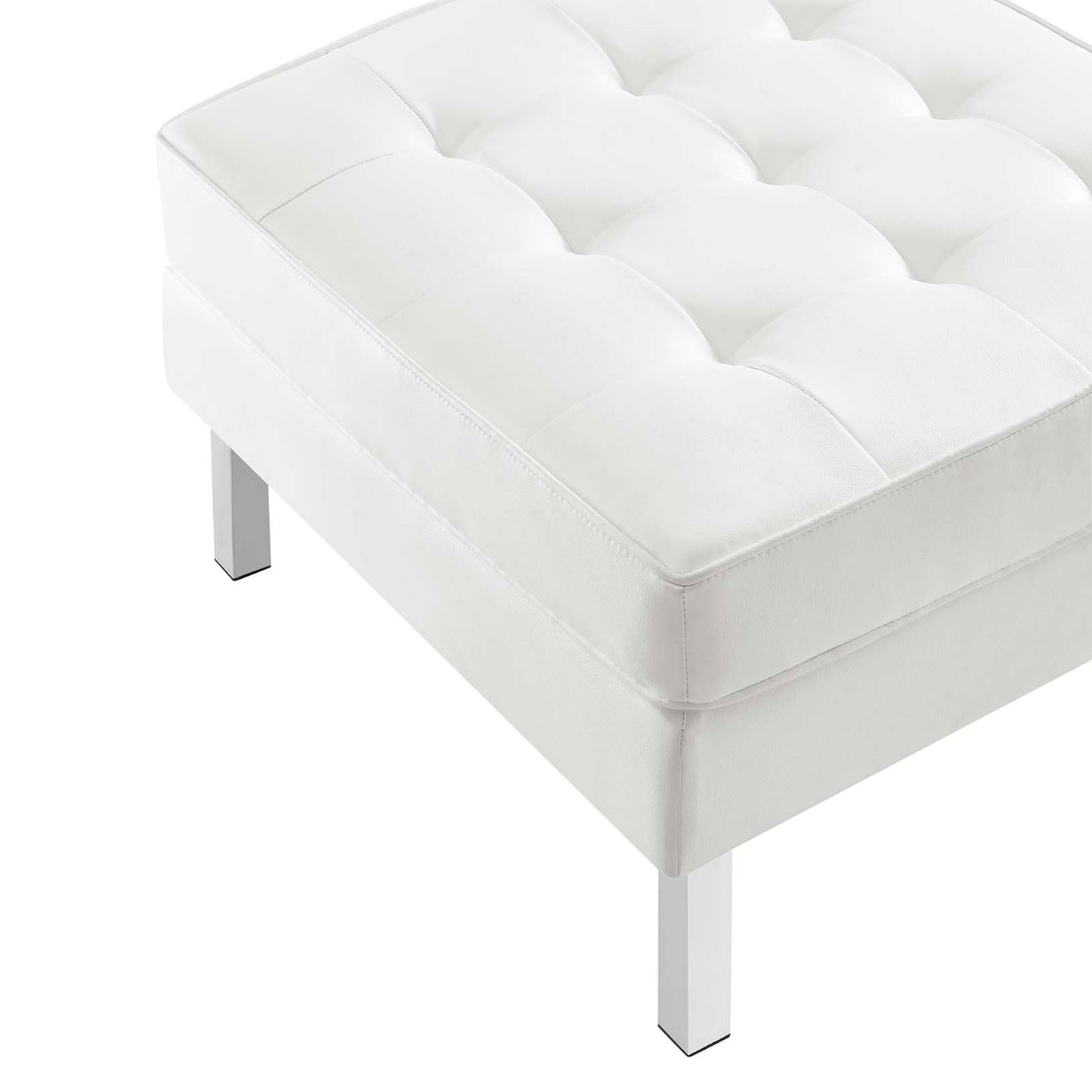 home office desk chairs | CasaFoyer Loft Tufted Button Faux Leather Ottoman | Luxurious Upholstery | Sleek Design | Stainless Steel Frame | Non-Marking Foot Caps | Supports up to 300 lbs | casafoyer.myshopify.com