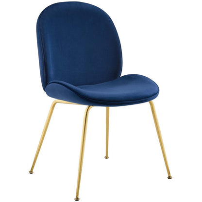 home office desk chairs | CasaFoyer Scoop Gold Stainless Steel Leg Dining Chair | Navy | Vintage Glamour | Stain-Resistant Velvet Upholstery | Dense Foam Padding | Non-Marking Foot Caps | Charming & Sophisticated | casafoyer.myshopify.com