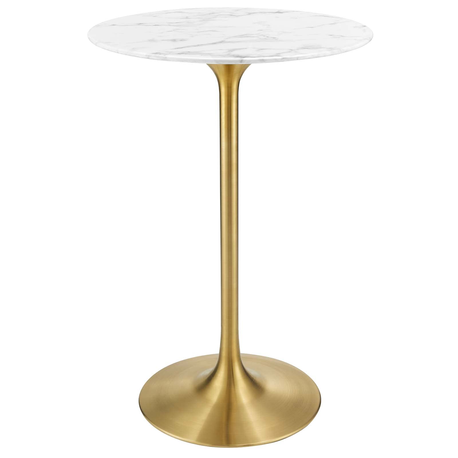 patio dining tables | CasaFoyer Lippa 28 Bar Table | Iconic Modern Design | Circular Marble Top | Scratch-Resistant Finish | Gold White | casafoyer.myshopify.com