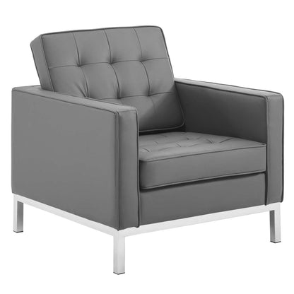 kitchen and dining room sets | CasaFoyer Loft Tufted Faux Leather Accent Sofa | Armchair Set - Timeless Design | Luxurious Upholstery | Stainless Steel Frame - Perfect for Sophisticated Living Rooms | Sofa Weight Capacity: 900 lbs | Armchair Weight Capacity: 300 lbs | casafoyer.myshopify.com
