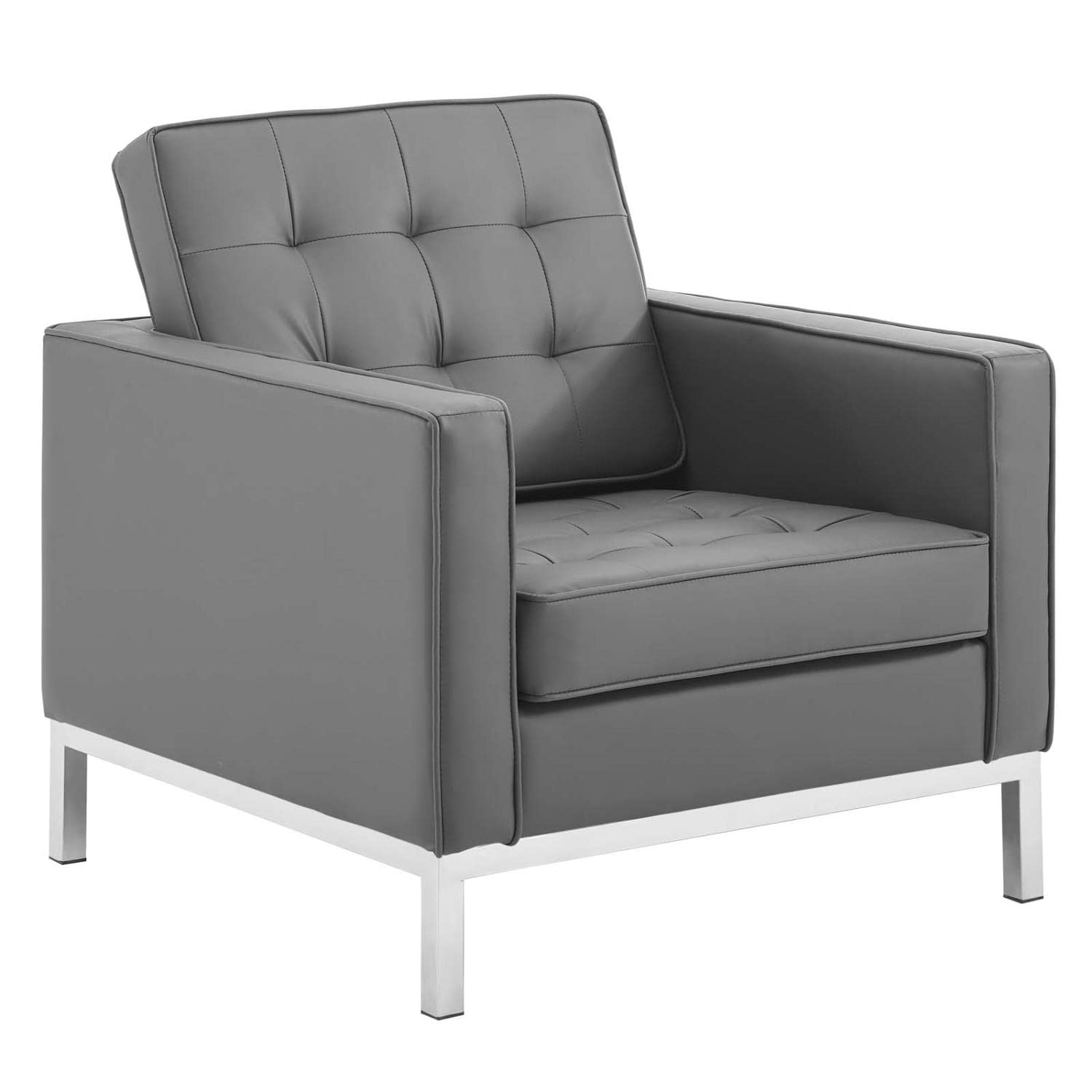 kitchen and dining room sets | CasaFoyer Loft 3 Piece Tufted Faux Leather Accent Set | Modern Design | Stainless Steel Frame | Silver Legs | Sofa & 2 Armchairs | 900 lbs Sofa Capacity | 300 lbs Armchair Capacity | casafoyer.myshopify.com