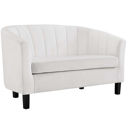 kitchen and dining room sets | CasaFoyer Prospect Performance Velvet Loveseat | 2 Armchair Set - Modern Twist on a Classic | Stain-Resistant Fabric | Elegant Channel Tufting | Comfortable & Stylish - White | casafoyer.myshopify.com