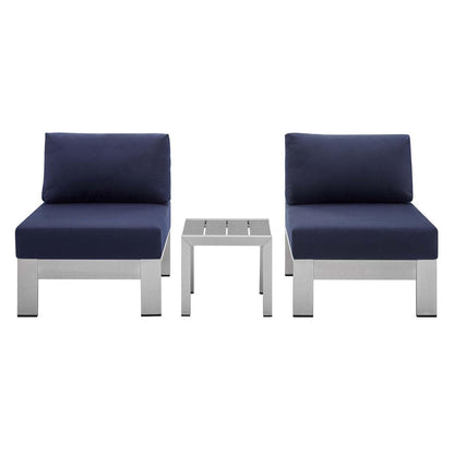 kitchen and dining room sets | CasaFoyer Shore Aluminum 3 Piece Outdoor Patio Furniture Set | Sturdy Anodized Frames | Sunbrella Fabric Cushions | Perfect for Casual Gatherings | casafoyer.myshopify.com