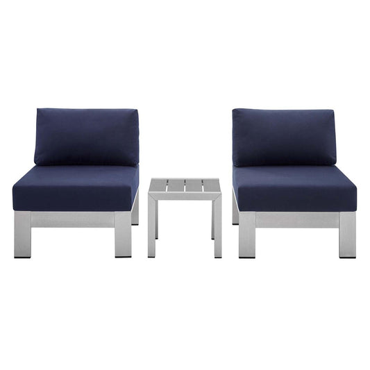 kitchen and dining room sets | CasaFoyer Shore Aluminum 3 Piece Outdoor Patio Furniture Set | Sturdy Anodized Frames | Sunbrella Fabric Cushions | Perfect for Casual Gatherings | casafoyer.myshopify.com