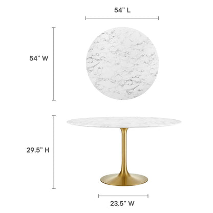 patio dining tables | CasaFoyer Lippa 54 Round Dining Table | Timeless Modernism | Artificial Marble Top | Scratch Resistant Finish | Gold White | casafoyer.myshopify.com