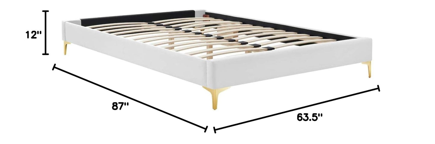bed frames | CasaFoyer Sutton Performance Velvet Queen Bed Frame | Stain-Resistant | Durable | Supports Memory Foam, Innerspring, Latex, Hybrid Mattresses | Gold Metal Legs | Reinforced Center Beam | Assembly Required | 800 lbs Weight Capacity | casafoyer.myshopify.com