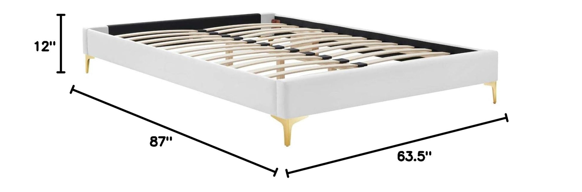 bed frames | CasaFoyer Sutton Performance Velvet Queen Bed Frame | Stain-Resistant | Durable | Supports Memory Foam, Innerspring, Latex, Hybrid Mattresses | Gold Metal Legs | Reinforced Center Beam | Assembly Required | 800 lbs Weight Capacity | casafoyer.myshopify.com
