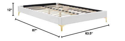 bed frames | CasaFoyer Sutton Performance Velvet Queen Bed Frame | Stain-Resistant | Durable | Supports Memory Foam, Innerspring, Latex, Hybrid Mattresses | Gold Metal Legs | Reinforced Center Beam | Assembly Required | 800 lbs Weight Capacity | casafoyer.myshopify.com