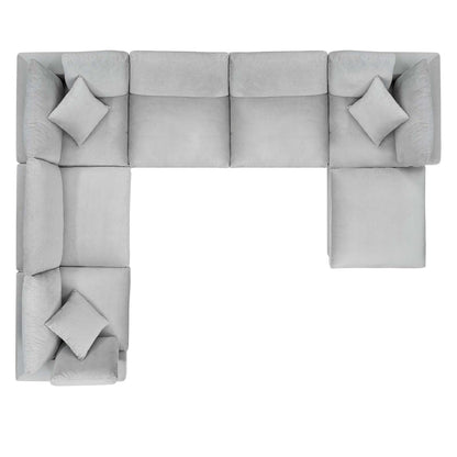 sofas | CasaFoyer Commix Luxurious Sectional Sofa | Plush Comfort | Stain-Resistant Velvet | Solid Wood Construction | 7-Piece Set with Ottoman | Light Gray | casafoyer.myshopify.com