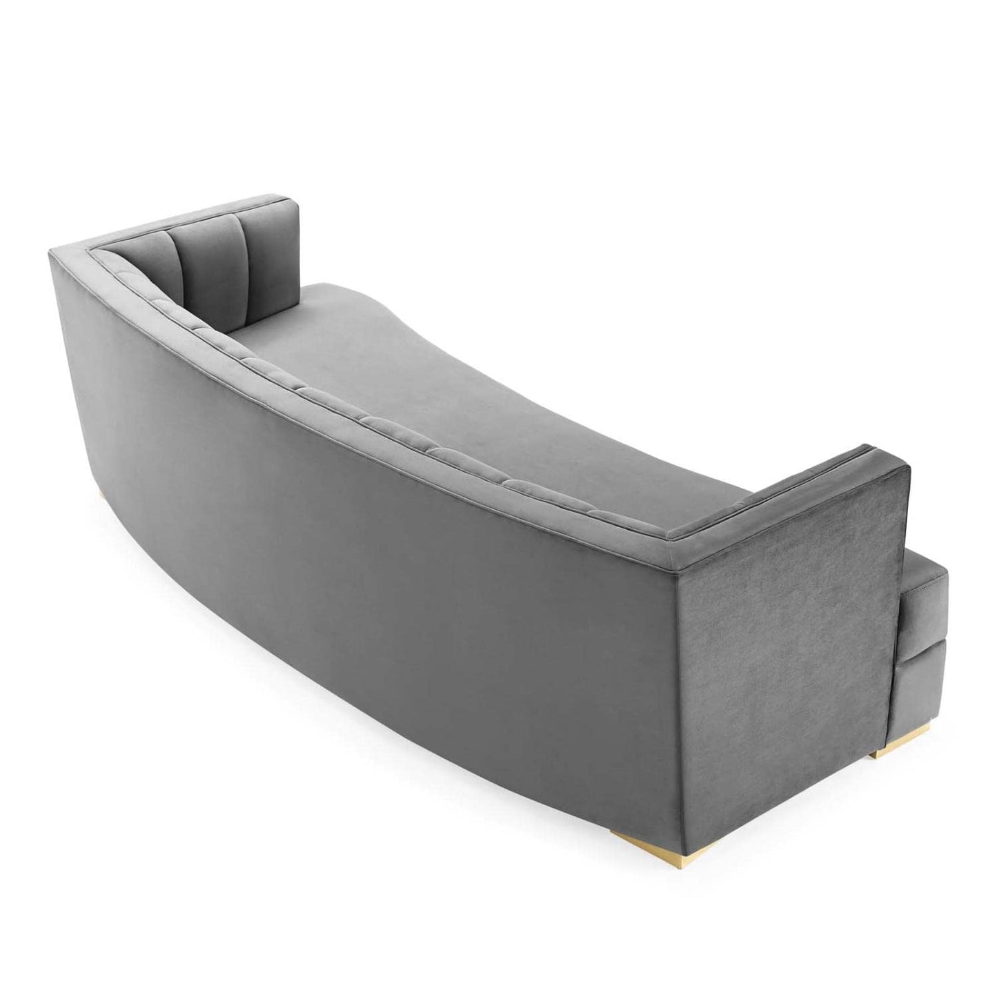 sofas | CasaFoyer Encompass Curved Channel Tufted Performance Velvet Sofa | Elegant & Glamorous | Stain-Resistant | Plush Cushions | Gold Legs | 600 lbs Capacity | casafoyer.myshopify.com