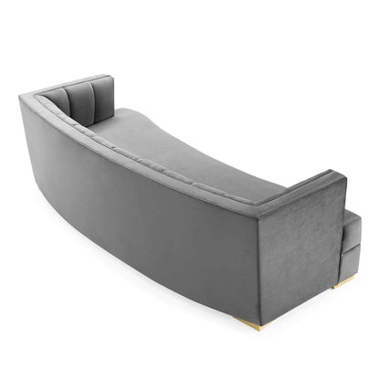 sofas | CasaFoyer Encompass Curved Channel Tufted Performance Velvet Sofa | Elegant & Glamorous | Stain-Resistant | Plush Cushions | Gold Legs | 600 lbs Capacity | casafoyer.myshopify.com