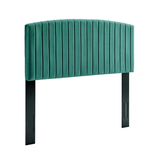 Bed | CasaFoyer Rebecca Twin Channel Tufted Performance Velvet Upholstered Headboard | Elegant, Durable, Comfortable | Teal | casafoyer.myshopify.com