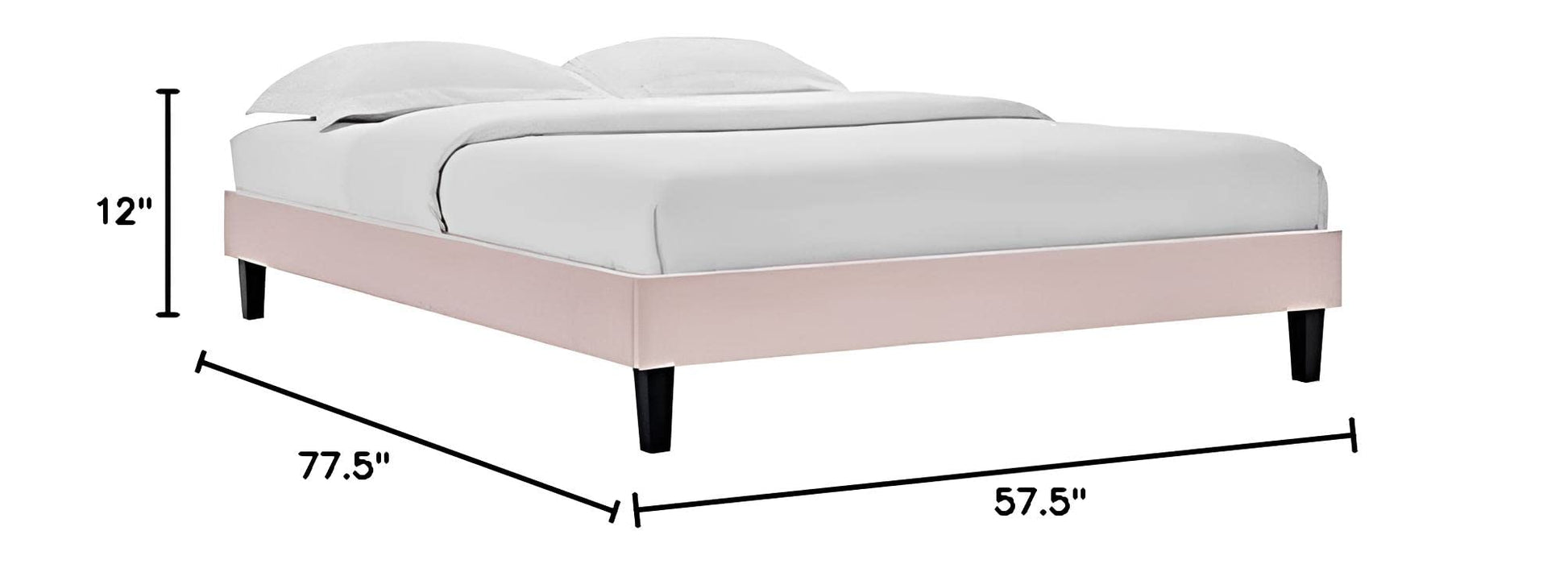 Bed | CasaFoyer Reign Performance Velvet Full Platform Bed Frame | Stain-Resistant | Luxurious Texture | No Box Spring Needed | Pink | casafoyer.myshopify.com