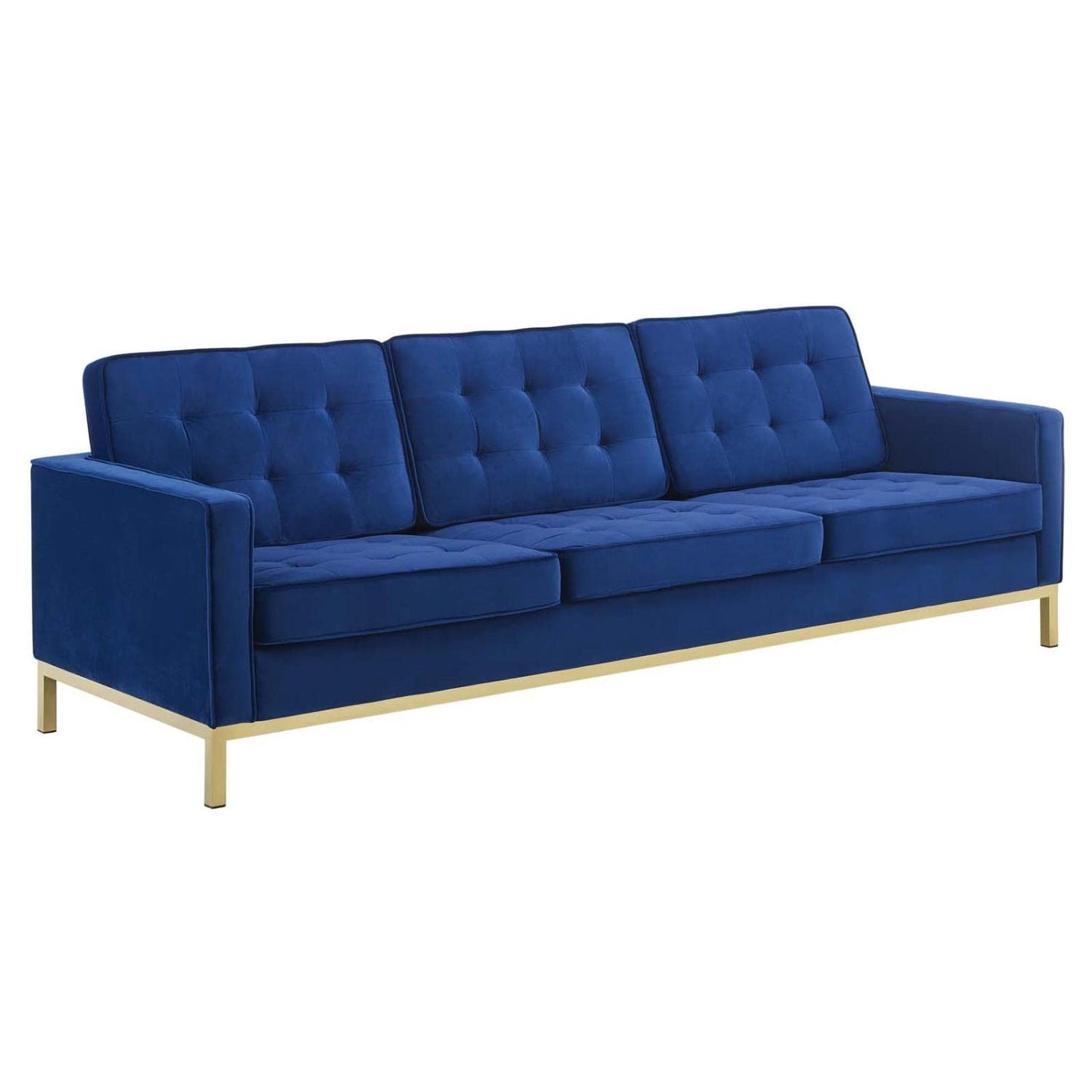 kitchen and dining room sets | CasaFoyer Loft Gold Stainless Steel Leg Performance Velvet Sofa & Loveseat Set | Elegant Retro Modern Design | Plush Upholstery | Button Tufting | Gold Navy | casafoyer.myshopify.com