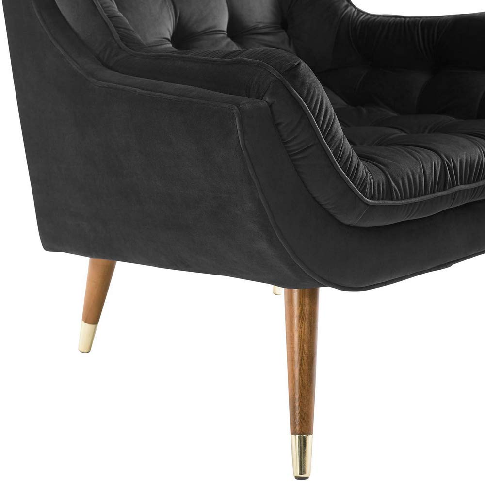 home office desk chairs | CasaFoyer Suggest Performance Velvet Lounge Chair | Elegant & Stylish | Stain-Resistant Velvet Upholstery | Button-Tufted | Flared Armrests | Gold Metal Sleeves | Plush Cushion Padding | 331 lbs Weight Capacity | casafoyer.myshopify.com