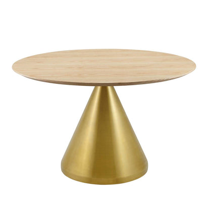 patio dining tables | CasaFoyer Tupelo 47 Dining Table | Modern Style | Mid-Century Influence | Organic Shape | Gold Metal Base | Easy to Clean | Non-Marking Ring | Assembly Required | casafoyer.myshopify.com
