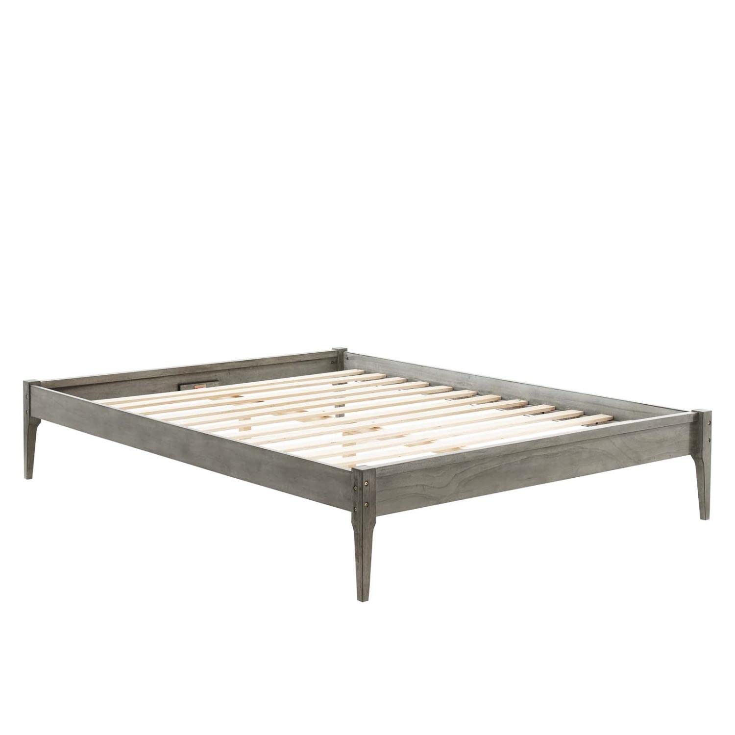 Bed | CasaFoyer June Queen Platform Bed | Stylish & Cozy | Mid-Century Design | Durable Wood Frame | No Box Spring Needed | Easy Assembly | 601 lbs Weight Capacity | Gray | casafoyer.myshopify.com