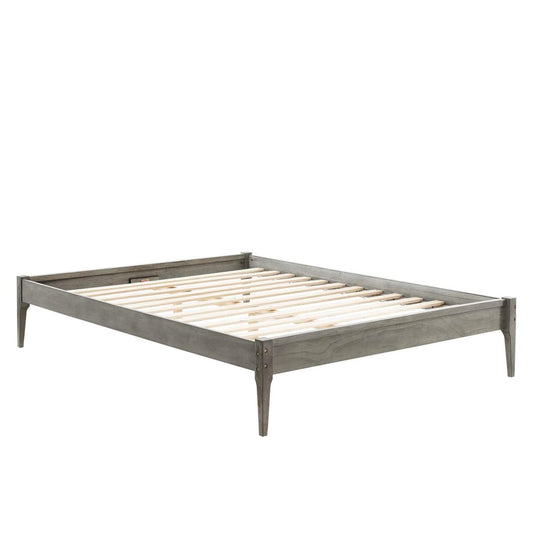 Bed | CasaFoyer June Queen Platform Bed | Stylish & Cozy | Mid-Century Design | Durable Wood Frame | No Box Spring Needed | Easy Assembly | 601 lbs Weight Capacity | Gray | casafoyer.myshopify.com