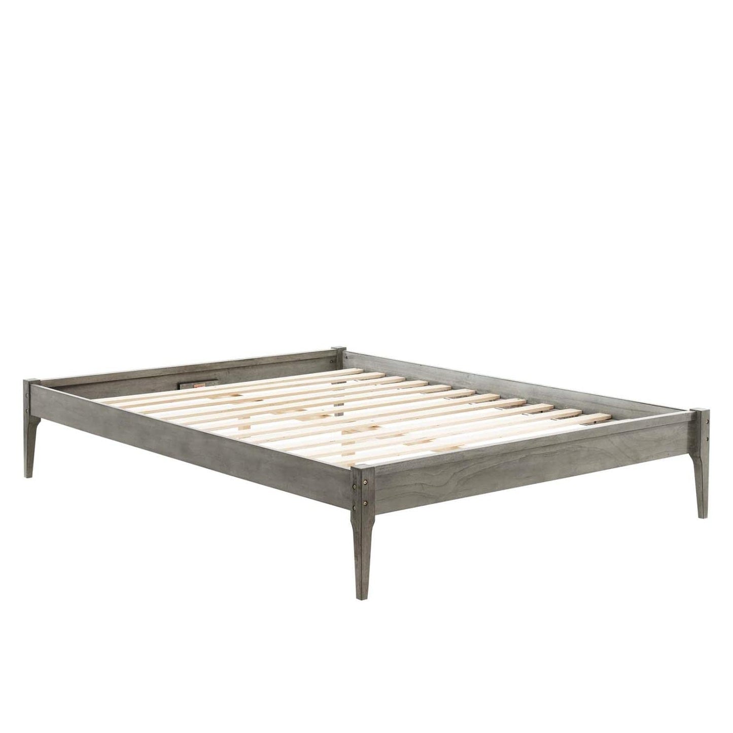 Bed | CasaFoyer June Full Platform Bed | Stylish & Cozy | Mid-Century Design | Sturdy Wood Construction | No Box Spring Needed | Gray | casafoyer.myshopify.com