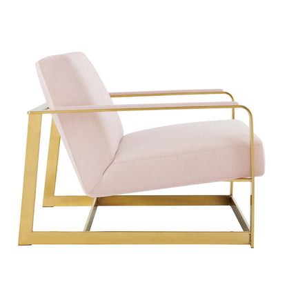 home office desk chairs | CasaFoyer Seg Performance Velvet Accent Chair | Durable Steel Frame | Stain-Resistant Upholstery | Plush Foam Padding | Ideal for Offices & Reception Areas | Gold Pink | casafoyer.myshopify.com