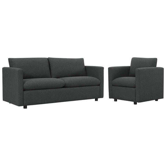 kitchen and dining room sets | CasaFoyer Activate Upholstered Fabric Sofa & Armchair Set | Cozy & Versatile | Soft Polyester | Modern Design | Rounded Cushion Corners | Accent Pillows | Wood Legs | Sturdy & Durable | Easy to Unpack | Gray | casafoyer.myshopify.com