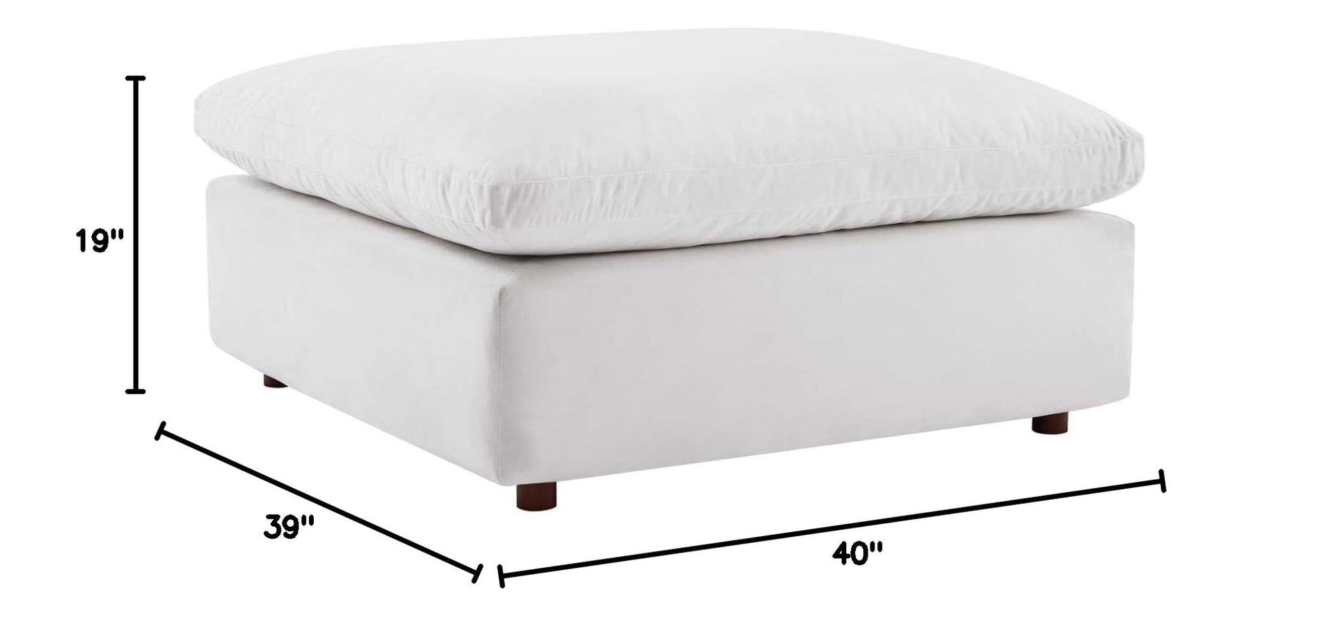 kitchen and dining room sets | CasaFoyer Commix Ottoman | Plush, Stylish & Comfortable | Performance Velvet | Solid Wood | Foam Padding | Duck Down Cushions | Ideal for Living Room, Family Room or Game Room | Plastic Foot Glides | White | casafoyer.myshopify.com