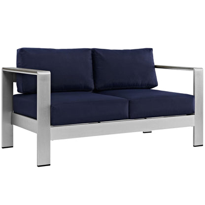 kitchen and dining room sets | CasaFoyer Shore Outdoor Patio Collection | Durable Aluminum Sectional Sofa Set - Silver Navy | casafoyer.myshopify.com