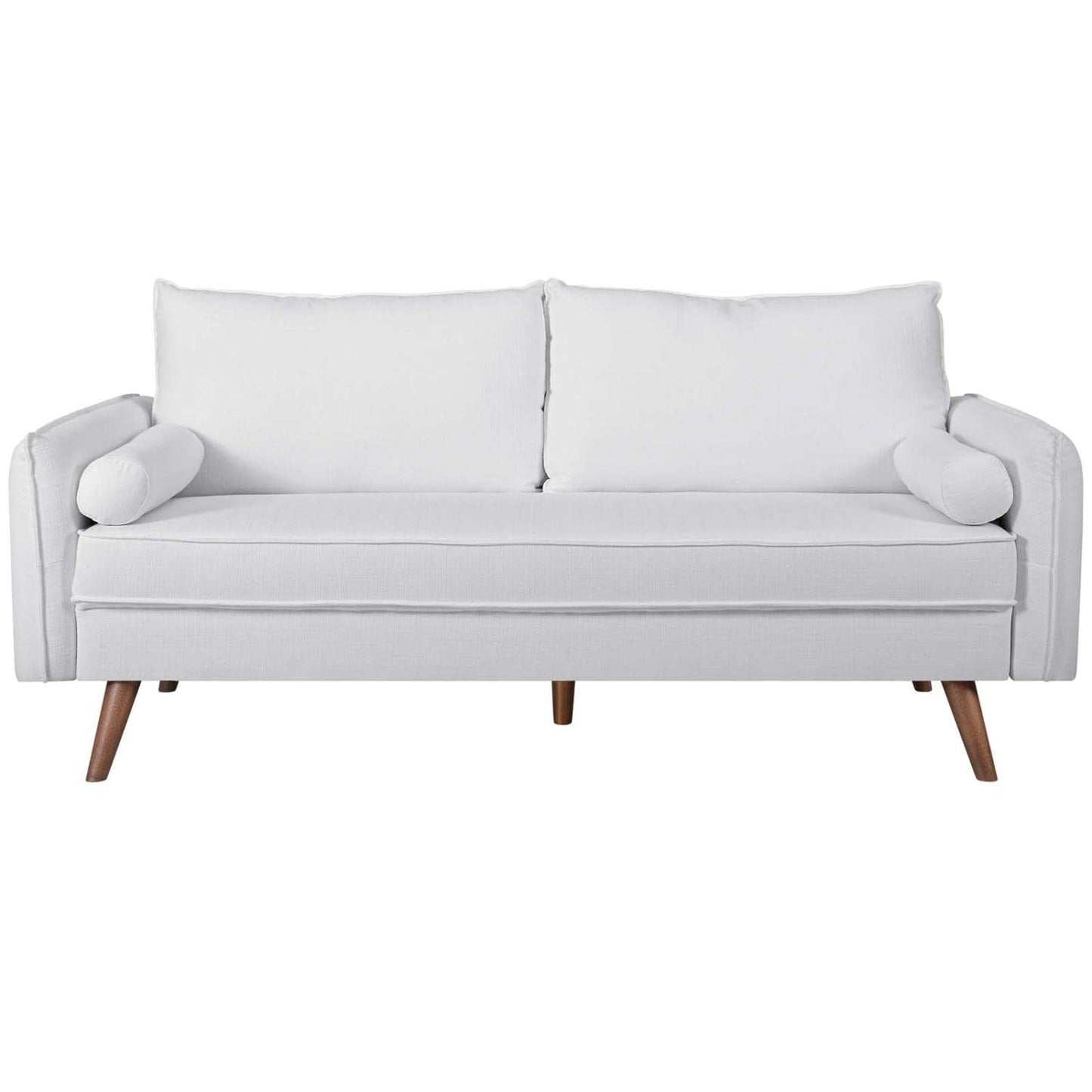 sofas | CasaFoyer Revive | Cozy Sofa with Bolster Pillows | Soft Fabric Upholstery | Sleek Lines | Stylish Wood Legs | Convenient Shipping | White | casafoyer.myshopify.com
